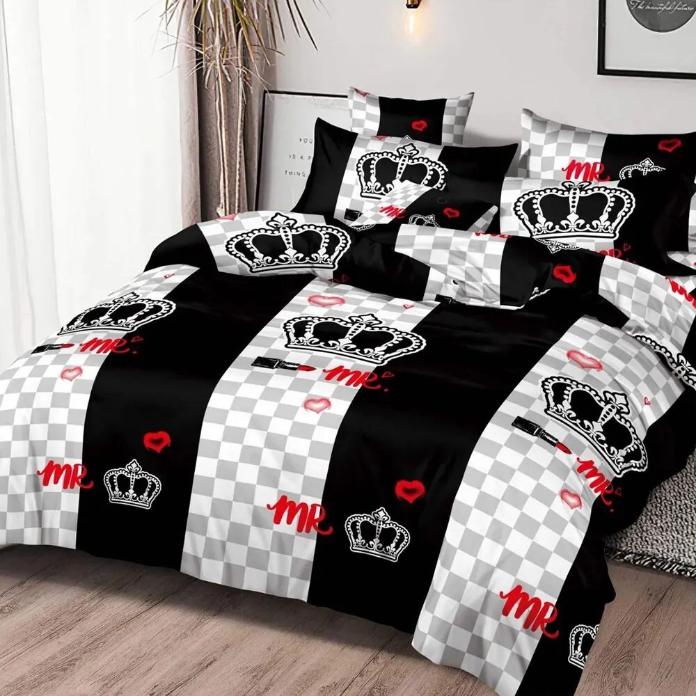 Obliečky CROWN BLACK 7-dielna sada 140x200 cm