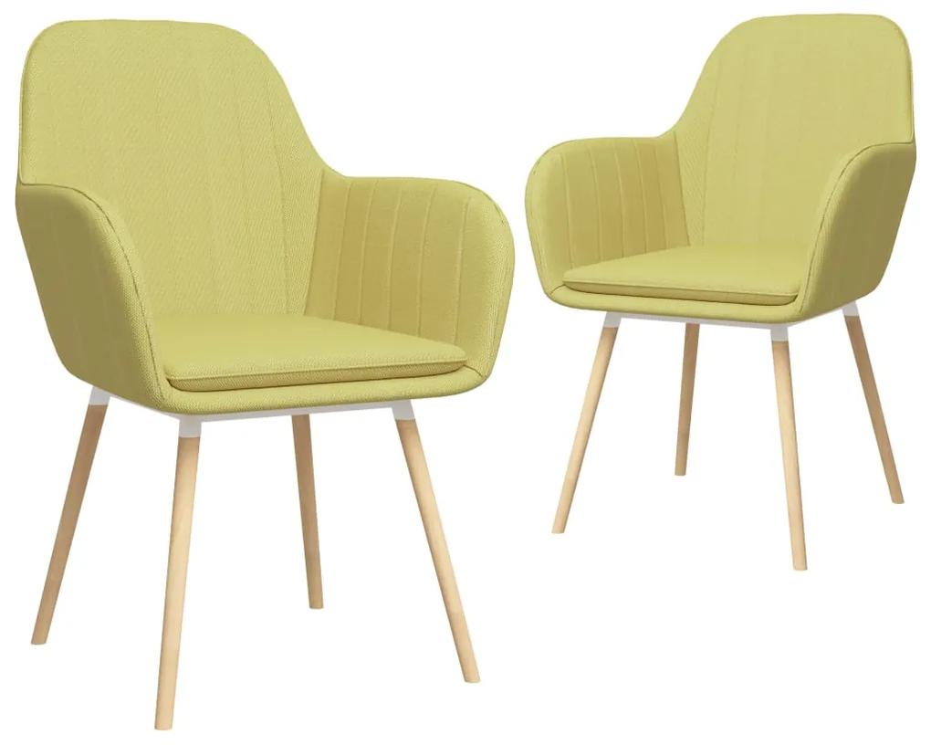vidaXL Jedálenské stoličky s opierkami 2 ks, zelené, látka