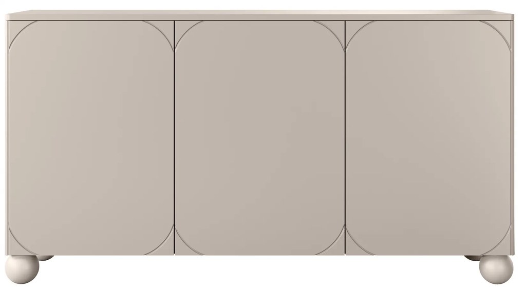 Komoda Sonatia II 150 cm trojdverová na guľatých nohách - kašmír