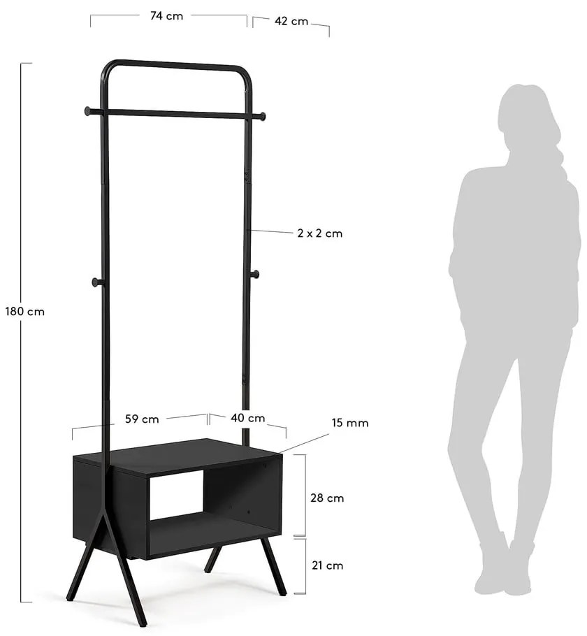 Čierny kovový stojan na oblečenie Kave Home Bently