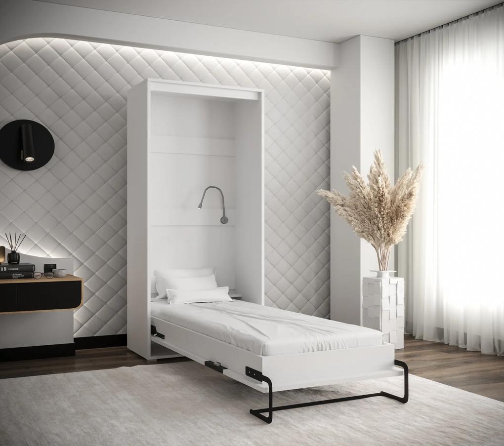 Sklápacia posteľ Peko 90x200cm, biala/čierna, vertikálne