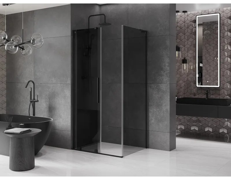 Mexen Velar L, sprchový kút s posuvnými dverami 100 x 90 cm, 8mm šedé sklo, čierna matná, 871-100-090-43-70
