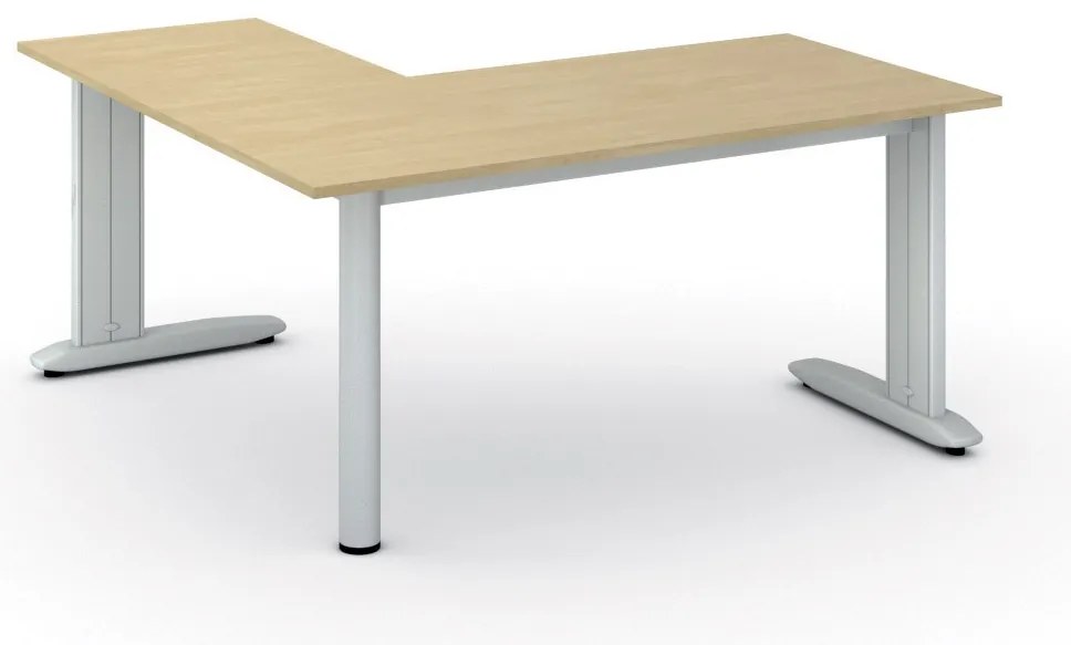 Rohový kancelársky písací stôl PRIMO FLEXIBLE, 160x160 cm, breza