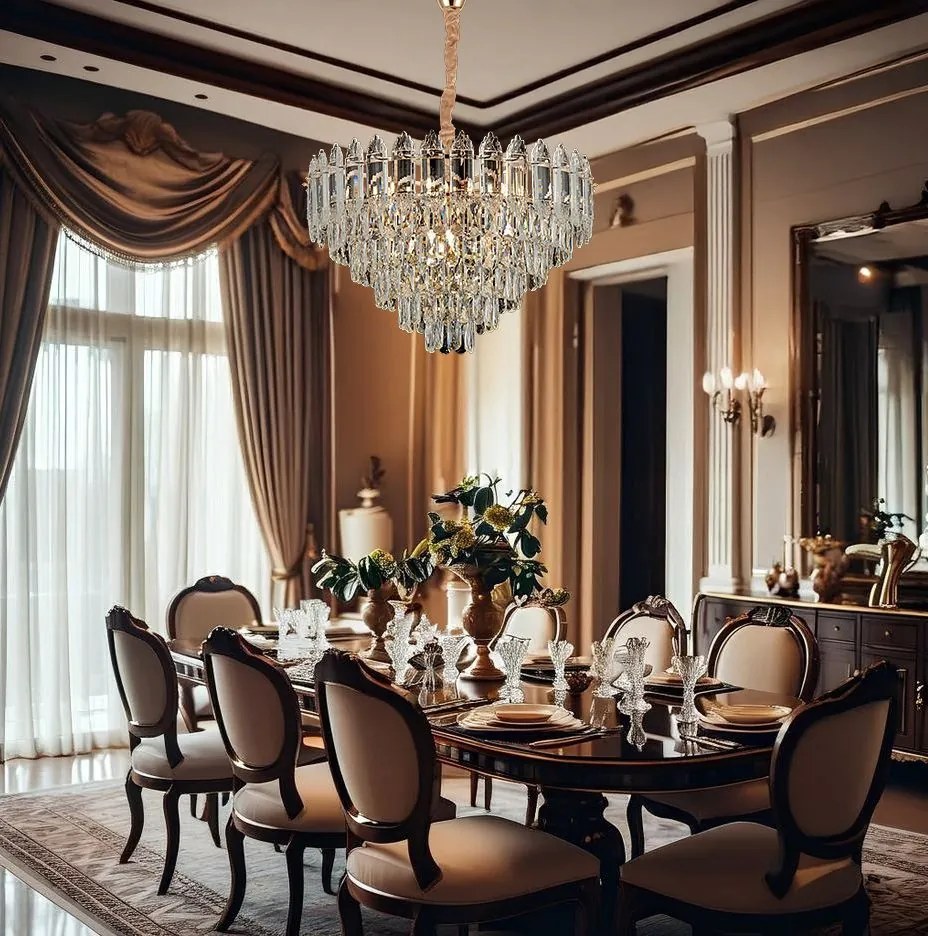 Toolight Toolight, krištáľové závesné svietidlo 50cm, 7xE14, G057-CP, zlatá, OSW-08991