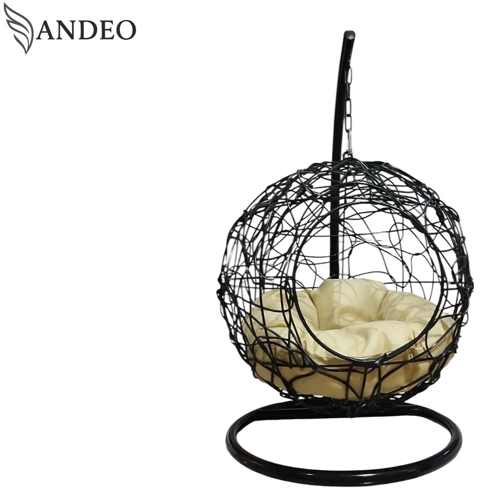 Závesné hojdacie kreslo pre mačky COCO - čierno béžové