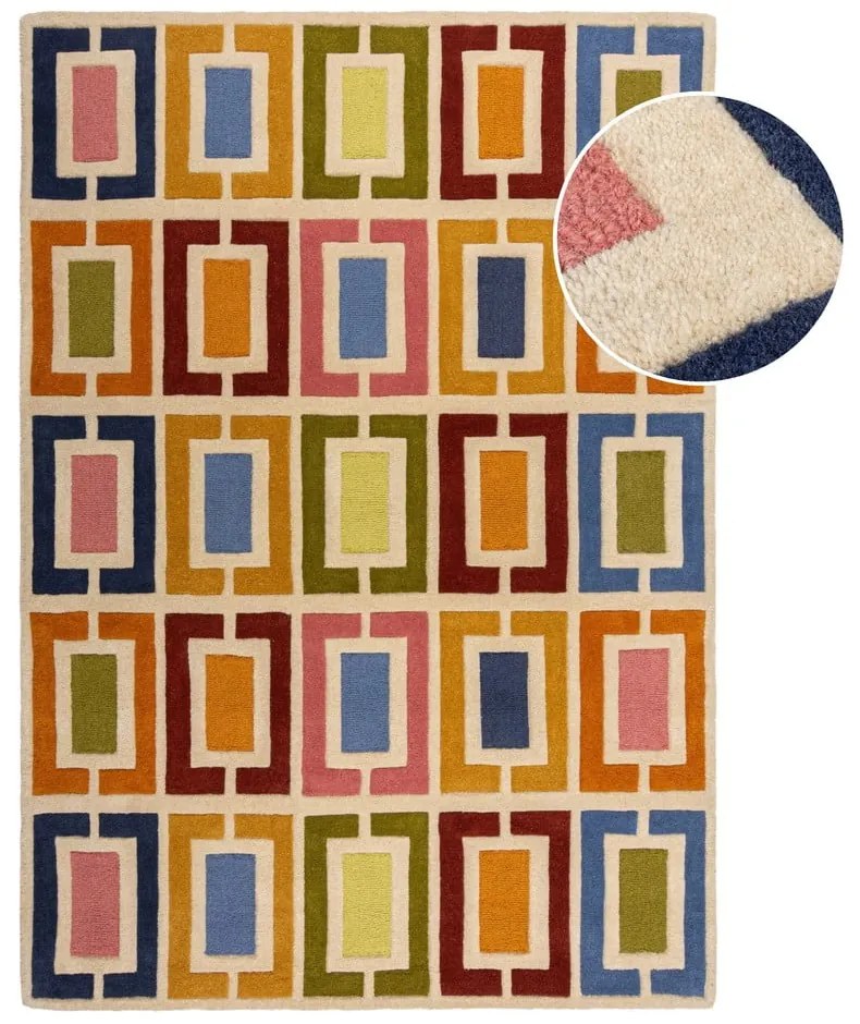 Ručne tkaný vlnený koberec 120x170 cm Retro Blocks – Flair Rugs