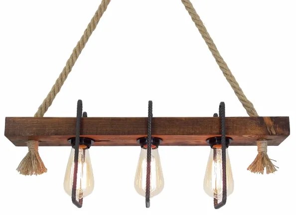 Závesný luster na lankách KUTUK 3xE27/40W/230V borovica