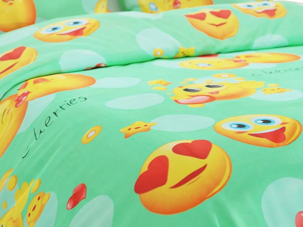Obliečky z mikrovlákna EMOJI zelené Rozmer obliečky: 70 x 90 cm | 140 x 200 cm