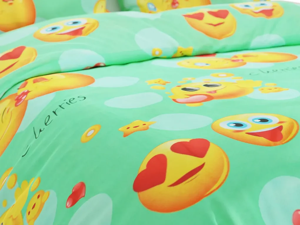 Obliečky z mikrovlákna EMOJI zelené Rozmer obliečky: 70 x 90 cm | 140 x 200 cm