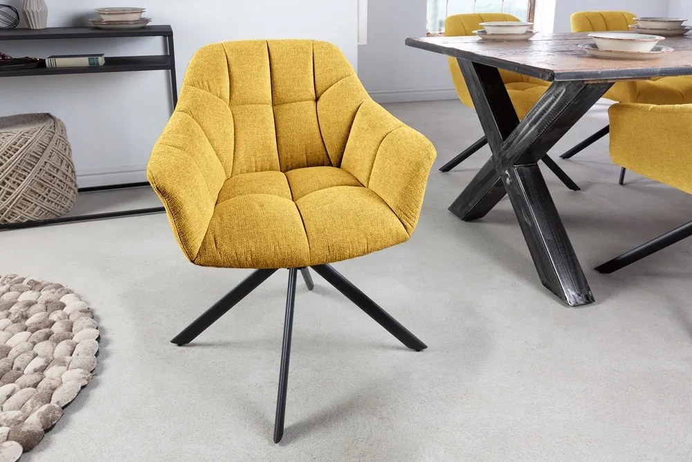 Dizajnová otočná stolička Vallerina horčicová žltá
