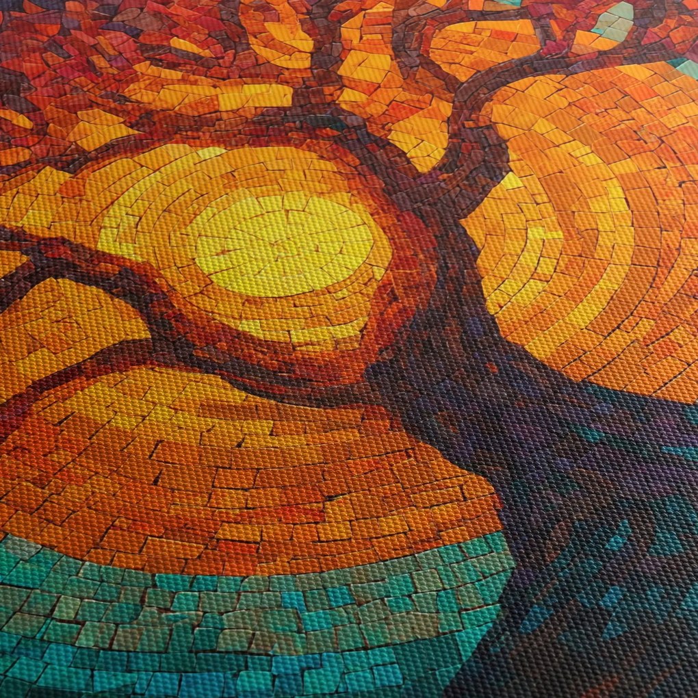 Obraz - Strom života a slnko v mozaike (90x60 cm)