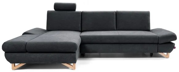 Rozkladacia rohová čalúnená sedacia súprava AVESTA do tvaru L, s úložným priestorom, ľavá, antracit