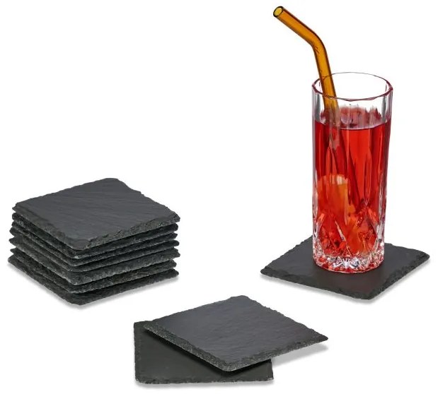 Bridlicové podtácky pod poháre 10 ks 10x10 cm, RD45132