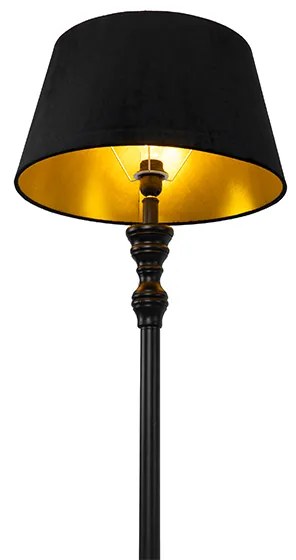 Stojaca lampa s tienidlom 45 cm čierna so zlatým vnútorným priestorom - Classico