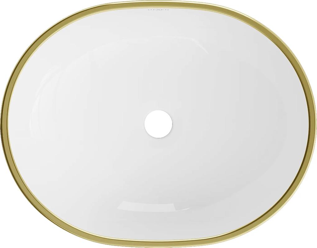 Mexen Viki, umývadlo na dosku 48x35x14 cm, biela-zlatý vzor, 21054809