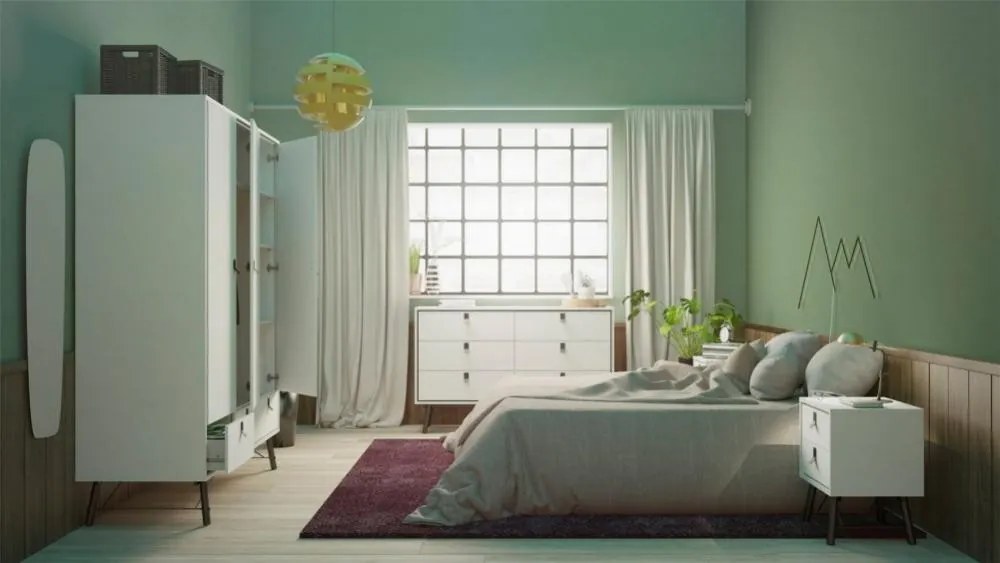 Komoda Rainy 102 cm so zásuvkami biela/čierna