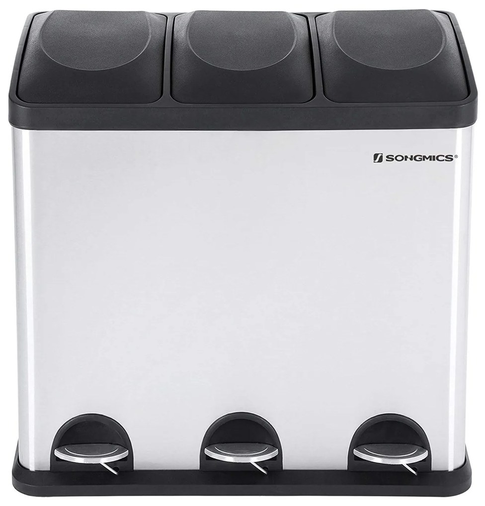 Odpadkový kôš 3 x 18 l strieborno-čierny