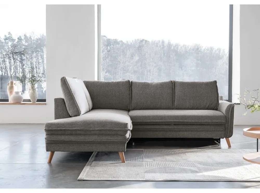 Sivá rozkladacia rohová pohovka (ľavý roh) Charming Charlie – Miuform