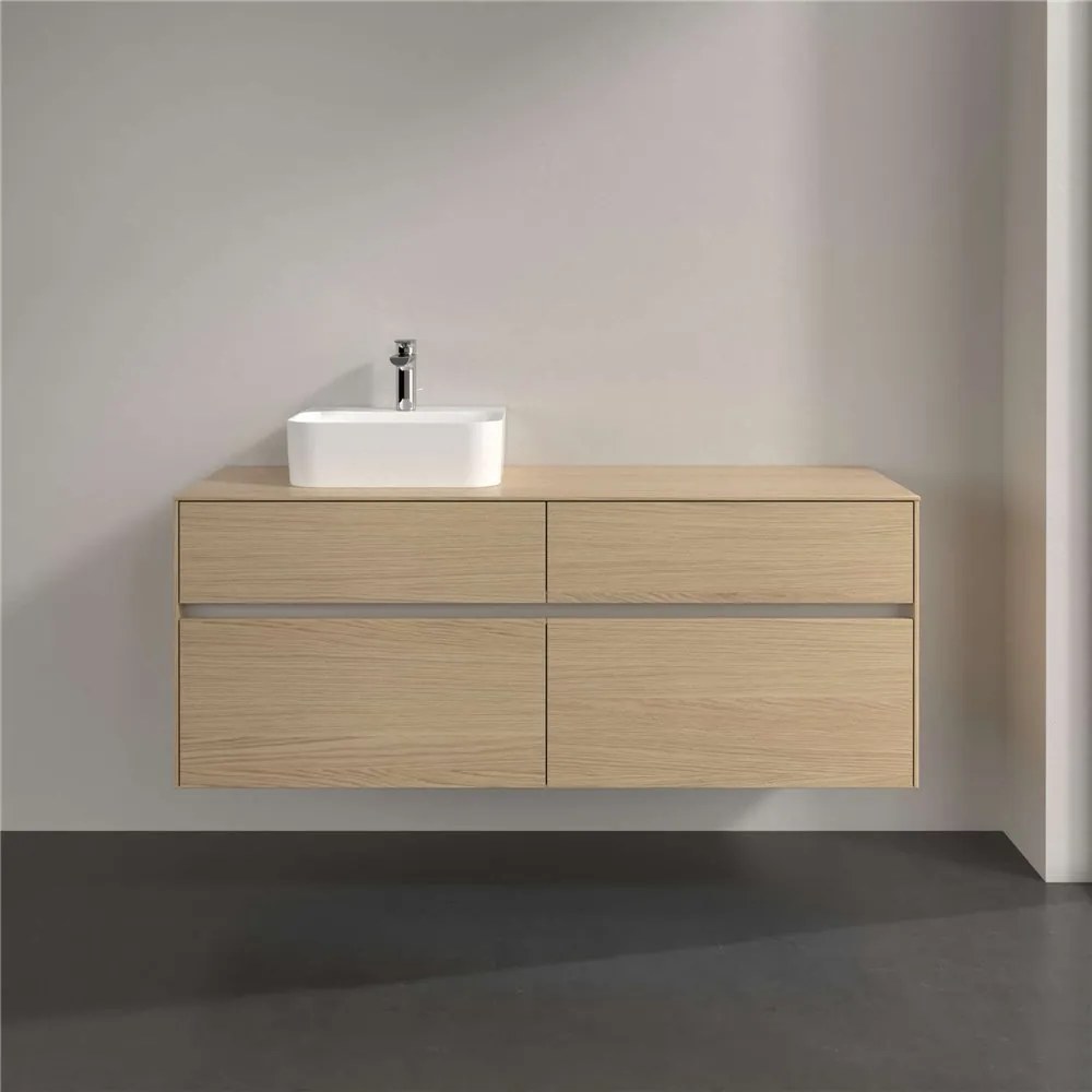 VILLEROY &amp; BOCH Collaro závesná skrinka pod umývadlo na dosku (umývadlo vľavo), 4 zásuvky, 1400 x 500 x 548 mm, Nordic Oak, C10100VJ