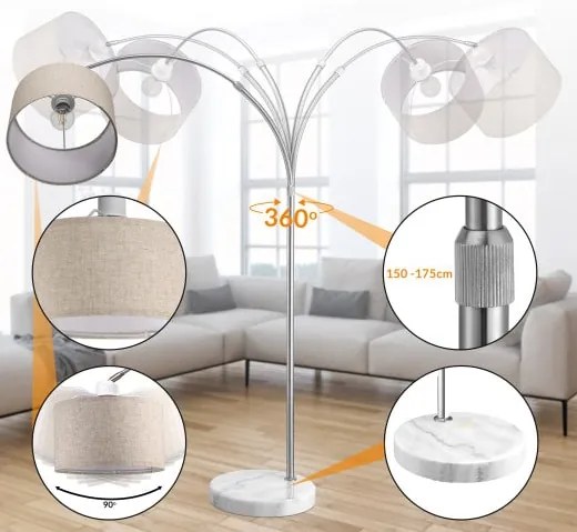 InternetovaZahrada Dizajnová oblúková lampa - nastaviteľná 150-175cm