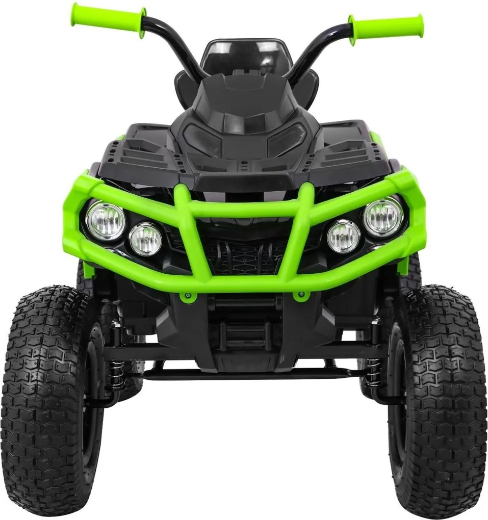 Ramiz Štvorkolka na vzduchovú batériu pre deti Čierna a zelená + Nafukovacie kolesá + Rádio MP3 + Bezplatné štartovanie