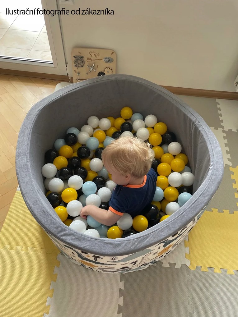 Detský molitanový bazénik LÚČNE KVETY + 200 guličiek - biely / sivý