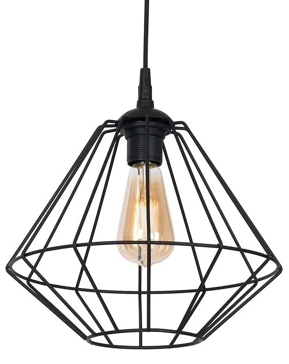 Závesné svietidlo Colin, 1x čierne drôtené tienidlo, b