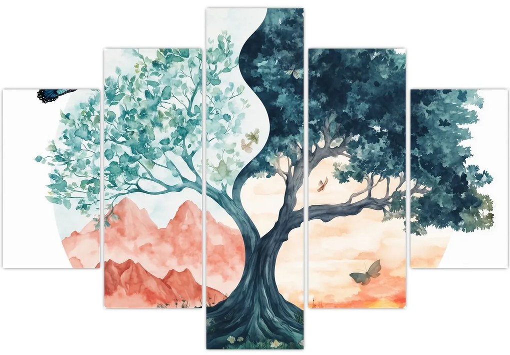 Obraz – Akvarelový strom plný života (150x105 cm)
