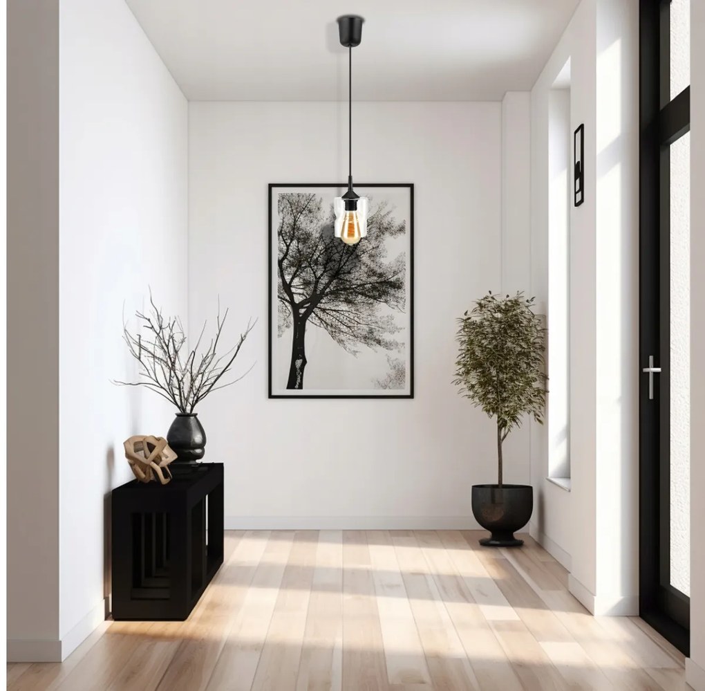 BERGE LED luster závesné stropné svietidlo E27 priehľadný sklenený štvorec