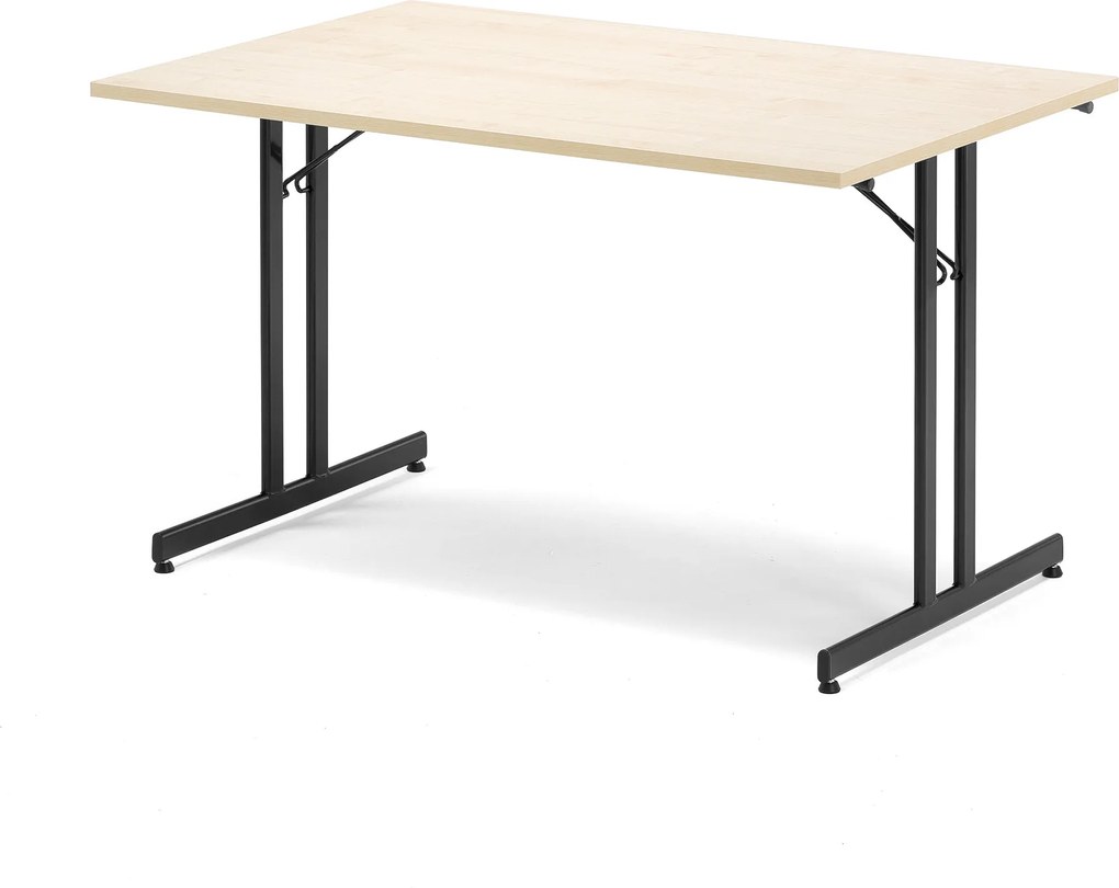 Skladací rokovací stôl Emily, 1200x800 mm, brezový laminát/čierna