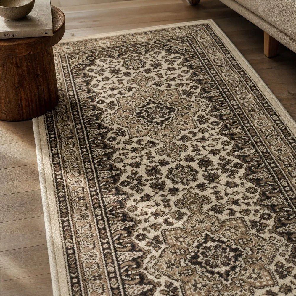 Béžový behúň Nouristan Parun Tabriz, 80 x 250 cm