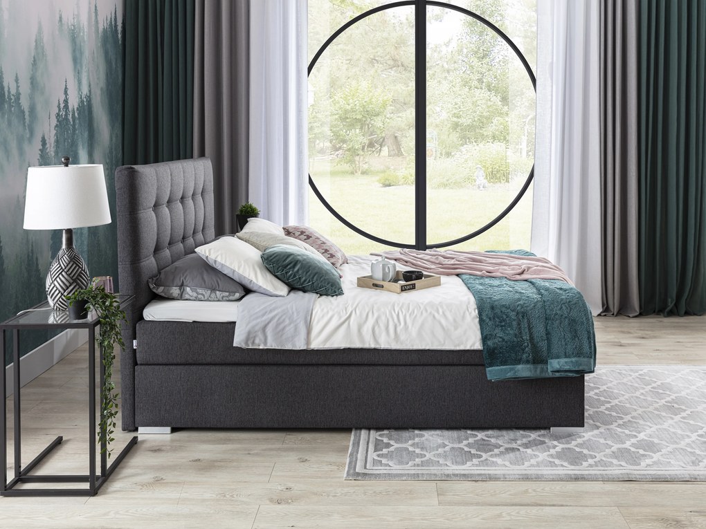 Manželská posteľ Boxspring 180 cm Irma 01 (čierna). Akcia -10%. Vlastná spoľahlivá doprava až k Vám domov. 1044598