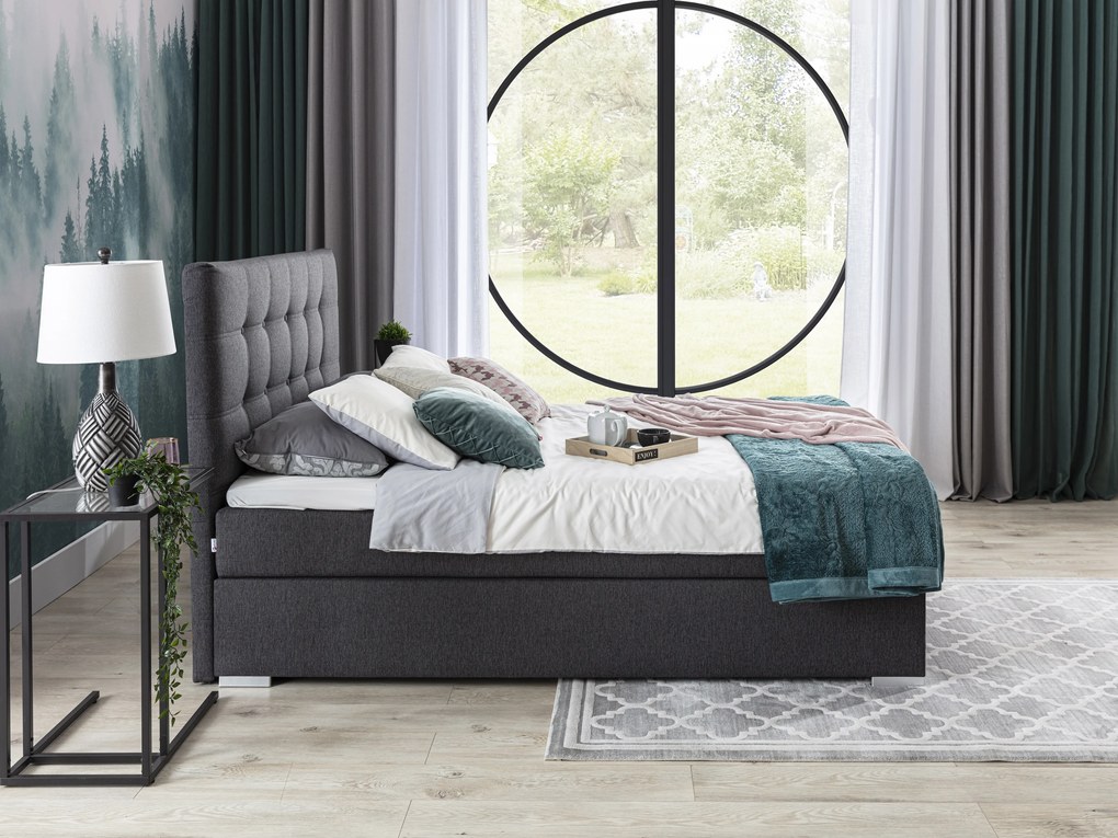 Manželská posteľ Boxspring 180 cm Irma 01 (čierna). Akcia -20%. Vlastná spoľahlivá doprava až k Vám domov. 1044598