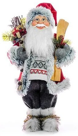 Dekorácia MagicHome Vianoce, Santa s lyžami a drevom, 60 cm (60 cm)