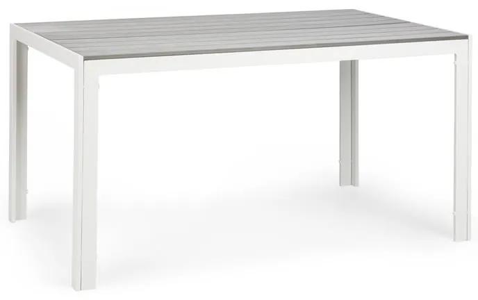Bilbao, záhradný stôl, 150 x 90 cm, polywood, hliník, bielo/sivý
