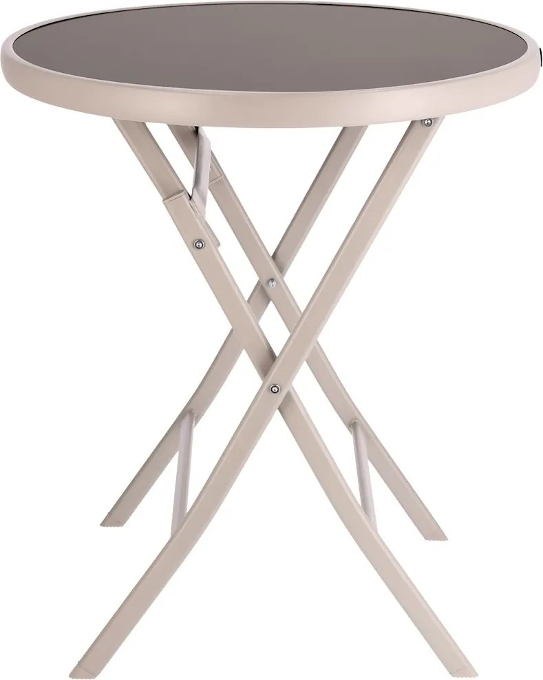 Dekorstudio Záhradný skladací stolík s tvrdeným sklom 60cm – béžový