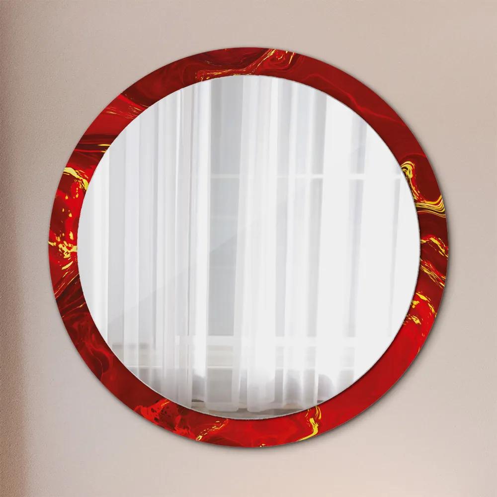 Okrúhle ozdobné zrkadlo na stenu Červená mramor fi 100 cm