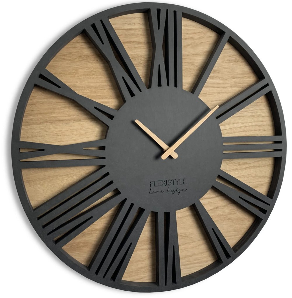 Dekorstudio Moderné drevené hodiny EKO Loft Roman 50cm čierne