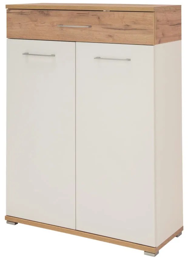 Biela prírodná skrinka na topánky v dekore dubu v dekore duba so zásuvkami Topix – Germania