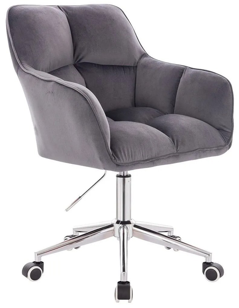 LuxuryForm DESIGN Kreslo AMALFI VELUR na striebornej podstave s kolieskami - tmavosivé