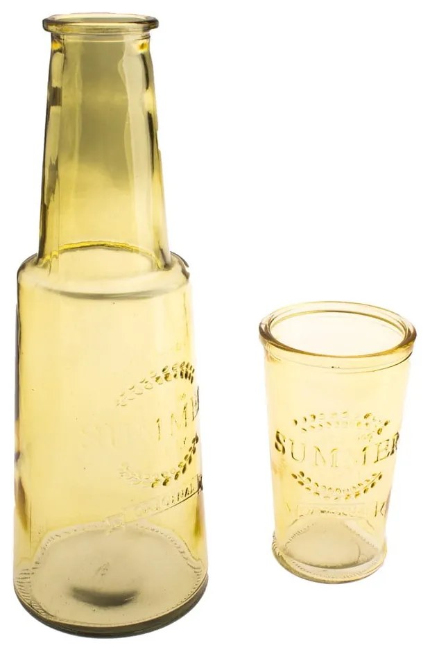 Žltá sklenená karafa s pohárom, 800 ml