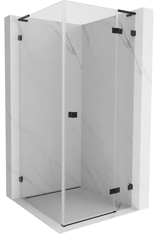 Mexen Lunar L, 1-krídlový sprchový kút, pravý, 80 x 80 cm, 8mm číre sklo, čierny profil, 834L-080-080-70-00-P