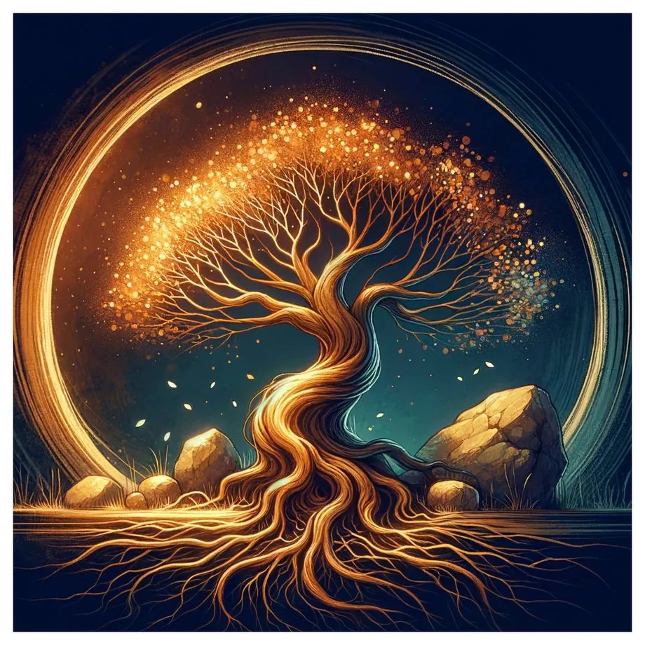 Obraz magický strom života v noci