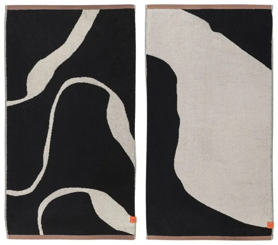 Čiernobiele uteráky v súprave 2 ks z Bio bavlny 50x90 cm Nova Arte – Mette Ditmer Denmark