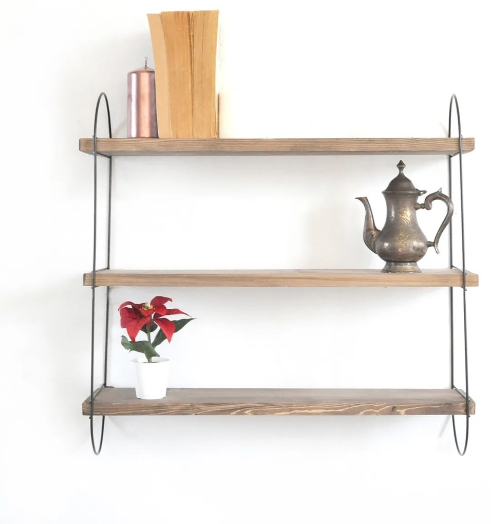 Nástenná polička Wro hnedá/čierna