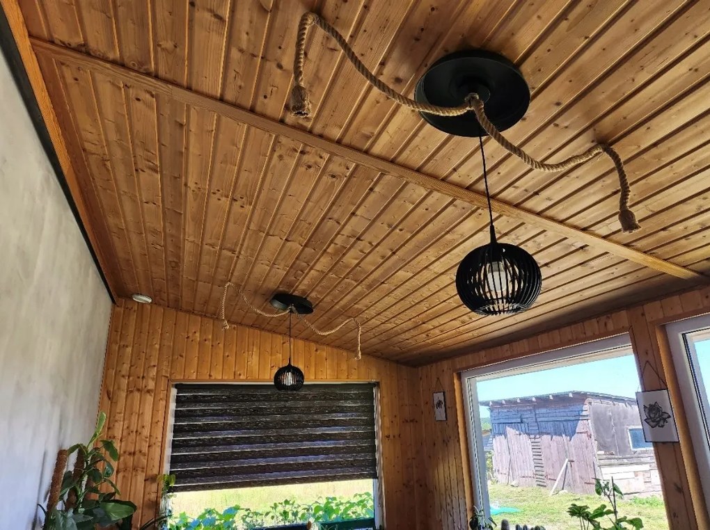 Stínidlo pro lustrovou lampu, dřevěná koule, černé