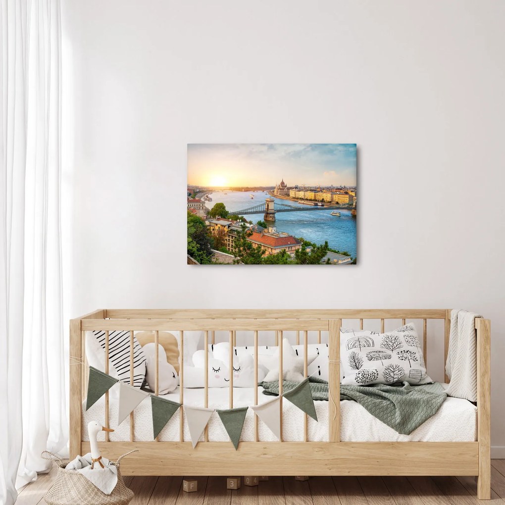 Obraz mesta Budapešť s riekou (70x50 cm)
