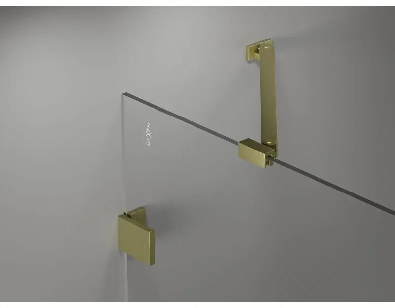Mexen Lunar Duo, výklopný sprchový kút 100 x 70 cm, 8mm číre sklo, zlatý matný profil, 834-100L-070P-55-00