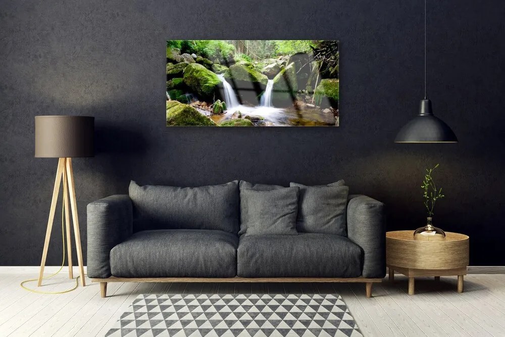 Obraz na akrylátovom skle Vodopád skaly príroda 100x50 cm