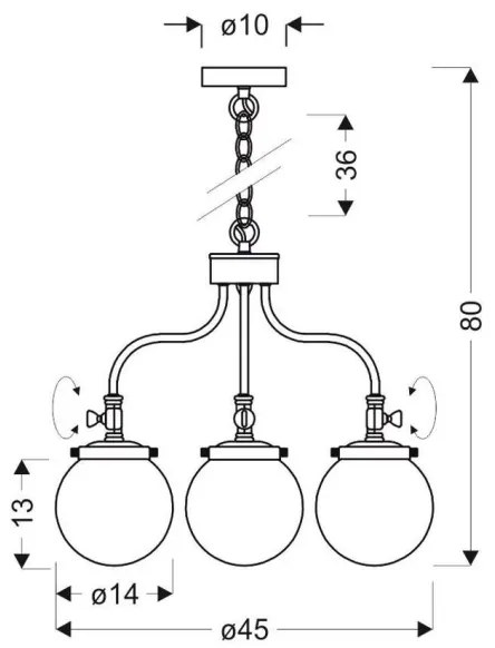 Luster na reťazi BALLET 3xE27/40W/230V matný chróm